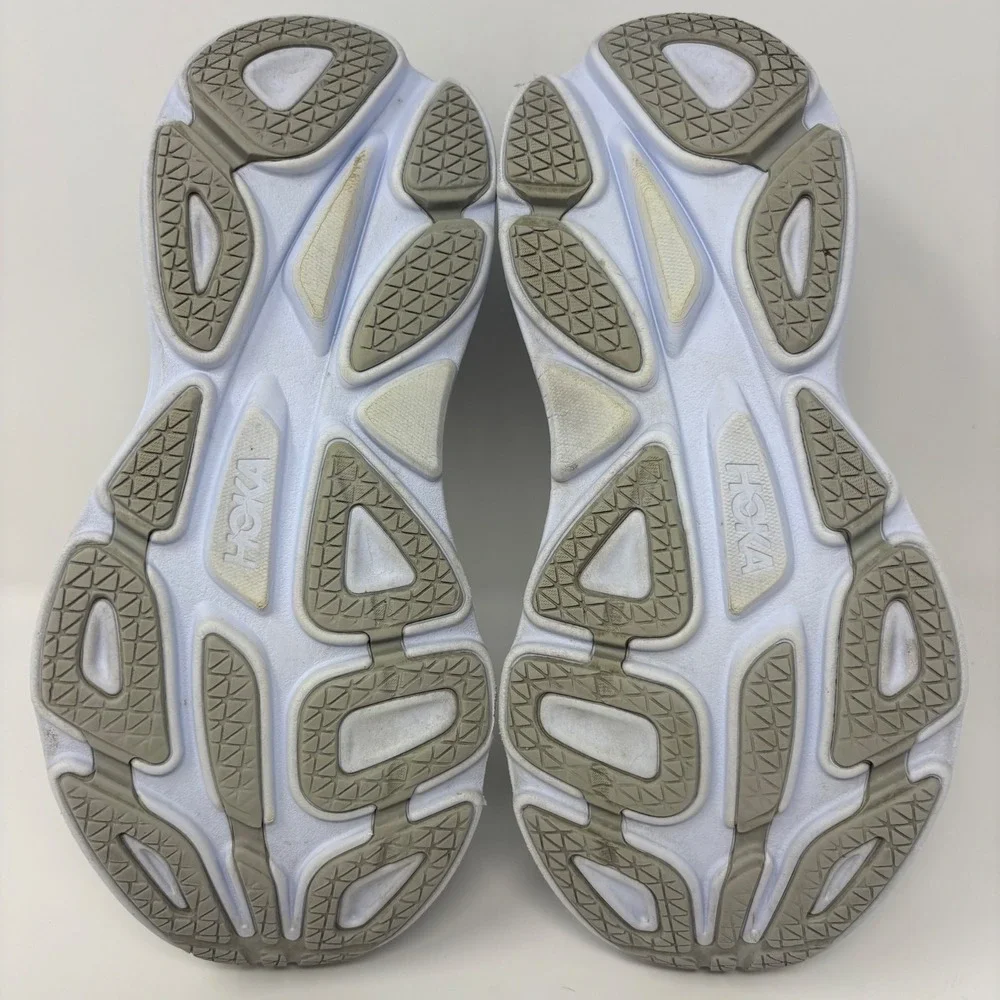 Hoka Bondi 8 Womens Size 8 Grey Orange White Athletic Running Shoes Sneakers